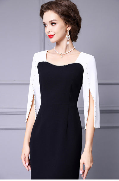 Black Split Beading Mother Of The Bride Dress