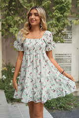 Summer Printed Chiffon Short-sleeved Loose Dress