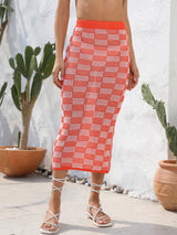 Summer Beach Checkerboard Bikini Cover Up Skirt