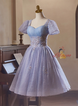 Light Purple Tulle Sequins Homecoming Dress