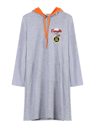 Casual Hooded Loose Long-sleeved Dress