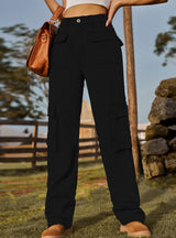 Washed Elastic Pocket Jeans Casual Pants