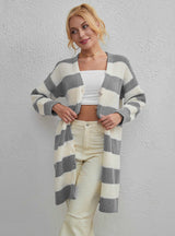 Medium and Long Striped Knitted Sweater