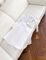 White Lace Long Sleeve Prom Dress