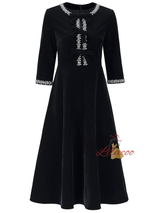 Black Velvet Short Sleeve Mother Of The Bride Dress