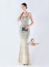 Mermaid Spaghetti Straps Beading Prom Dress
