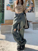 High Waist Straight Wide Leg Jeans