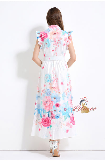 Retro Silm Waist Lapels Party Dress