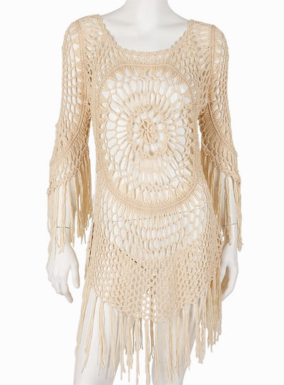 Long Sleeve Bikini Knit Beach Cover Up