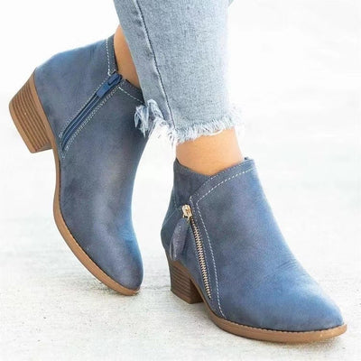 Suede Double-sided Zipper Booties