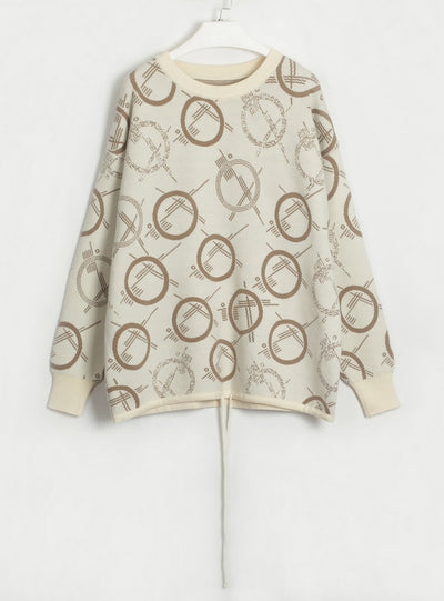 Loose Round Neck Printed Casual Sweater