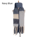 Coarse Fringed Plaid Stripes Scarf