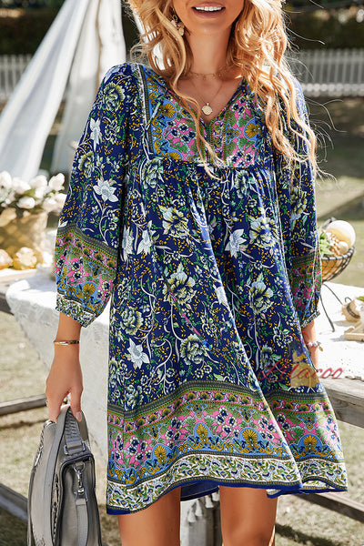 Casual Loose Contrast Print Dress