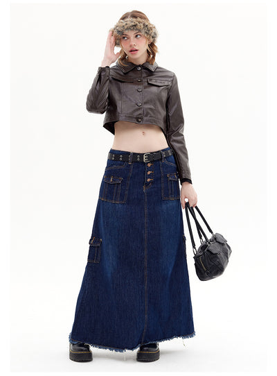 Pu Leather Short Lapel Jacket Coat