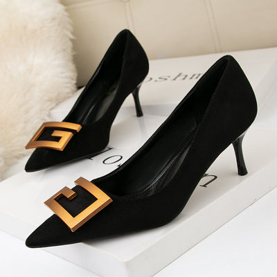 Heel Suede Pointed High-heeled Shoes