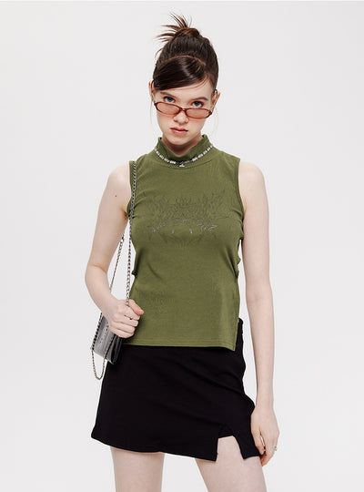 High-necked Vest Slim Sleeveless T-shirt