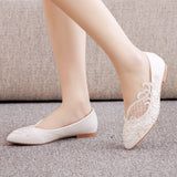 Pointed Flat Lace Wedding Shoes