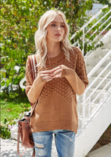 Round Neck Pullover Solid Color Sweater
