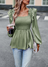 Long-sleeved Solid Color Shirt Blouse