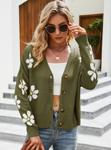 Autumn and Winter Loose Cardigan Print Sweater