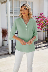 Solid Color V-neck Chiffon Shirt