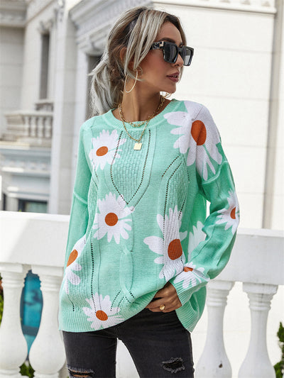 Printed Pullover Loose Sweater