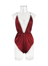 Sexy Underwear One-piece Lace Satin Stitching Pajamas