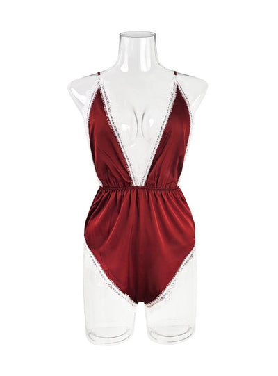 Sexy Underwear One-piece Lace Satin Stitching Pajamas