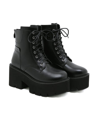 High-heeled Thick-soled Round-headed Zipper Martin Boots