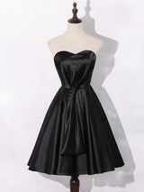 Black Satin Sweetheart Homecoming Dress