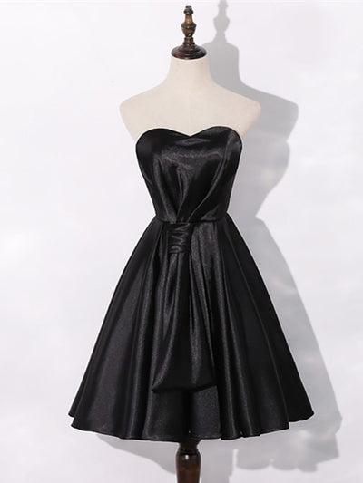 Black Satin Sweetheart Homecoming Dress