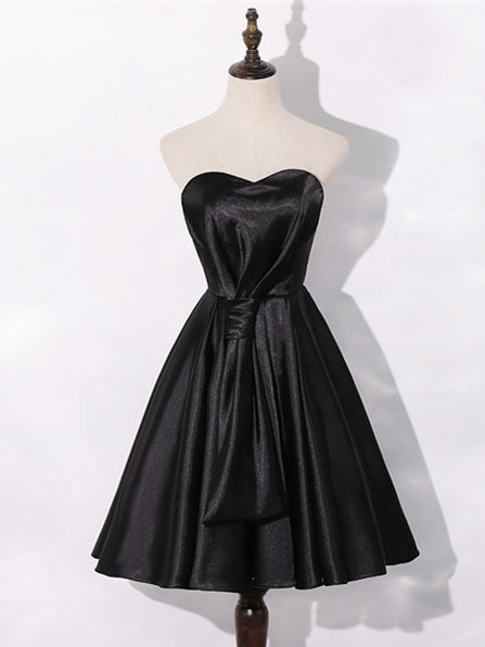 Black Satin Sweetheart Homecoming Dress