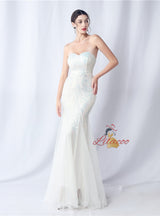 Strapless Tulle Sequins Prom Dress