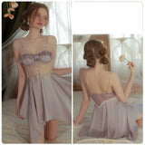 Chest Pad Ice Silk Sling Nightdress Robe Suit
