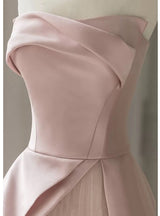 Black Satin Pink Tulle Prom Dress