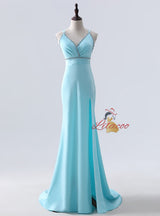 Burgundy Mermaid V-neck Beading Prom Dress