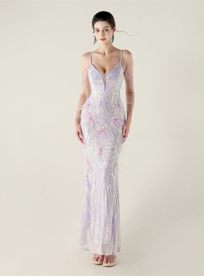 Mermaid Sequins Spaghetti Straps Prom Dress