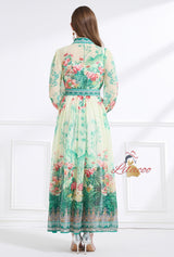 Chiffon Printed Long-sleeved Dress