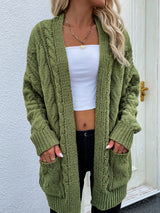 Loose Medium and Long Twisted Rope Knitted Cardigan Jacket