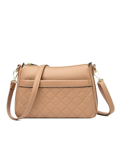 Soft Leather Rhombic Shoulder Crossbody Bag