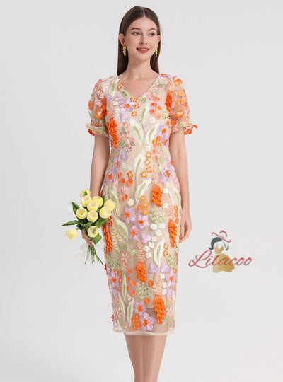 Heavy Industry Embroidery Slim Dress