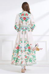 Palace V-neck Breasted Long Printed Dress