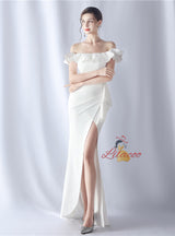 Off the Shoulder Split Prom Dress