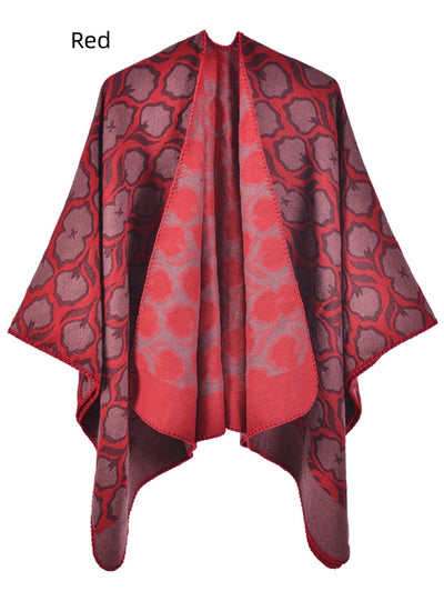 Retro Flower Warm Shawl Cloak