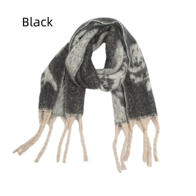 Flower Jacquard Thick Tassel Rose Scarf