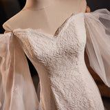 White Mermaid Lace Long Sleeve Wedding Dress