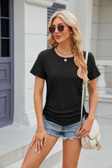 Solid Color Round Neck Loose Short Sleeve T-shirt