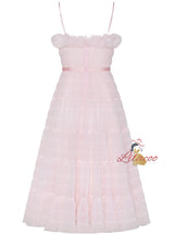 Pink Tulle Spaghetti Straps Prom Dress