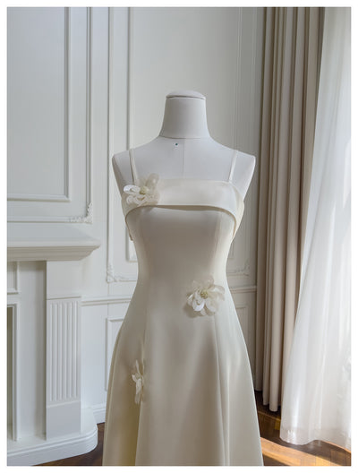 Ivory Straps 3D Flower Prom Dress