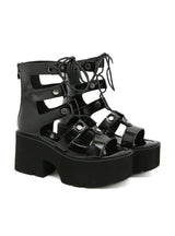 Thick-soled Round-headed Cross-strap Wedge Sandals